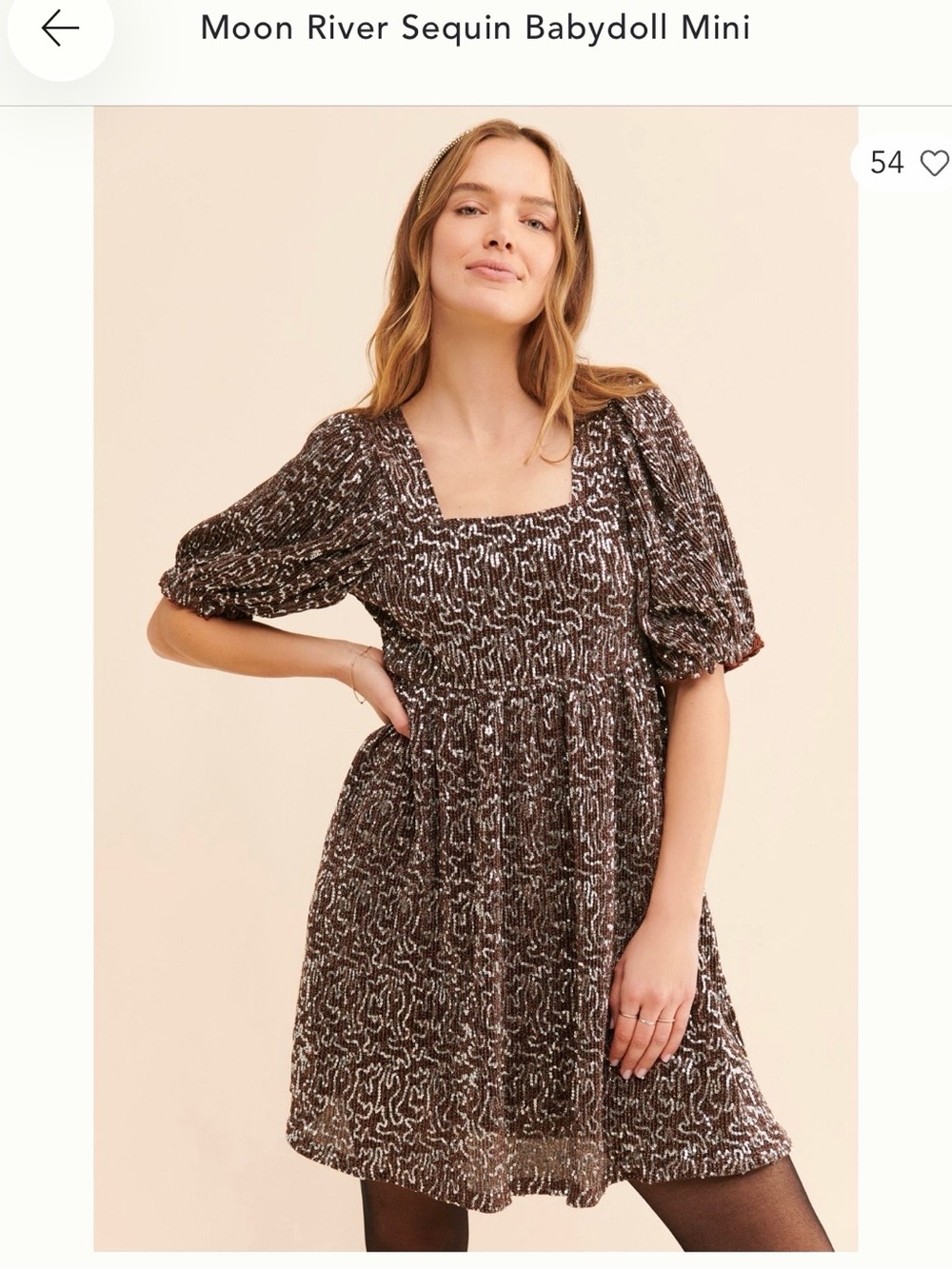 Moon River Black & White Patterned Babydoll Mini Dress